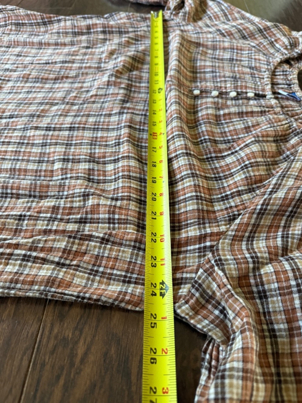 Old Navy XL Plaid Peasant Blouse Brown Cotton Balloon Sleeve Boho Top - Picture 7 of 10